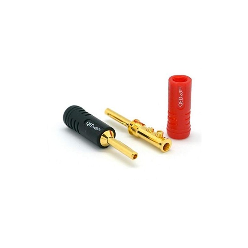 8 QED Screwloc Forte Gold Plated 4mm Banana Plugs for