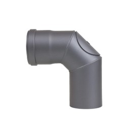 LANZZAS Pellet Pipe Bend 90° 2x Angled Diameter 80 mm Cast Grey with Cleaning Opening