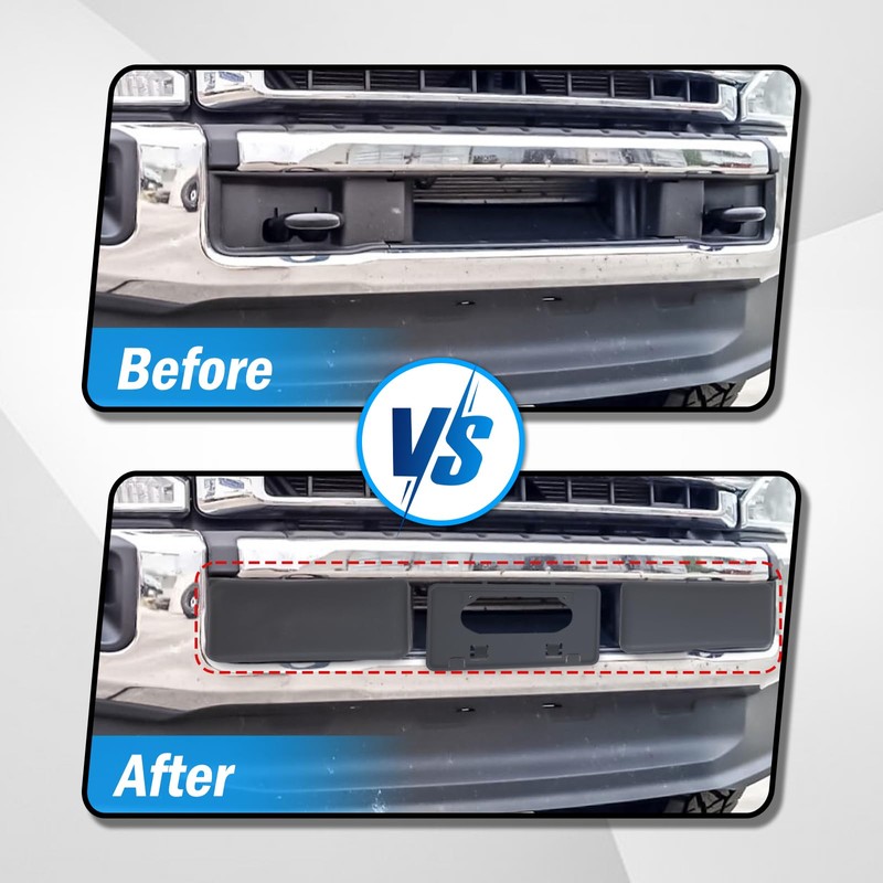 Front Bumper Guards Pads & License Plate Frame Bracket Set