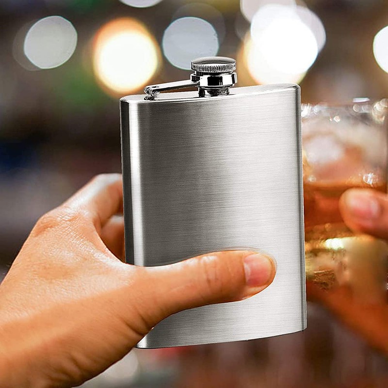 2 Pieces Stainless Steel Hip Flask, 6 oz Hip Flask,