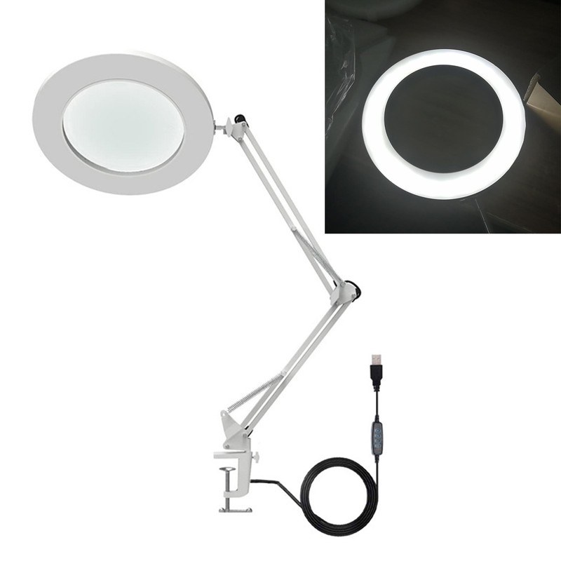 10X Magnifying Glass with LED Light Flexible Arm Brightness Adjustable