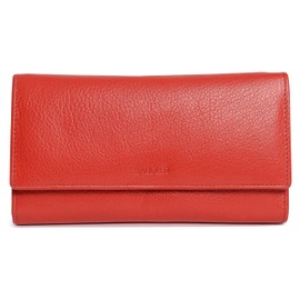 Saddler Womens Large Leather Wallet Credit Card Organiser Coin Purse - Red
