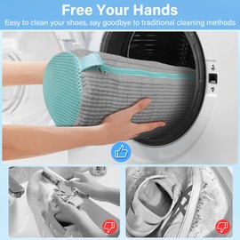 Holilo Shoe Wash Bag, Washing Machine, Shoe Bag, Washing Machine, Multi Protection, Reusable Shoe Wash Bag for All Shoe Types and Sizes, Pack of 2 (Grey)
