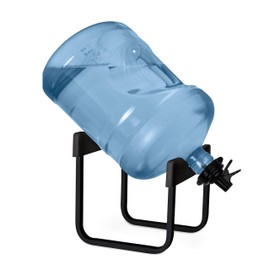 Brio Brio Stainless Steel 3-5 Gallon Water Jug Stand and 2 Dispenser Valves, Rust-Resistant Non Slip Water Stand with BPA Free Fast Flow Water Spout Fits BOTH 48mm and 55mm Bottles 2 CAPS INCLUDED (Black)