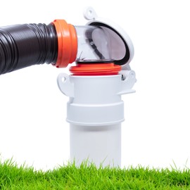 Enviro Design Products 4 in/10.16 cm Sewer Cap for RV Sites/Campgrounds | Odorless, Self-Closing, Easy to Install | Female, White, Polypropylene