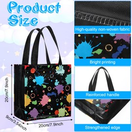 Limbeuuu 40 Pcs Neon Gift Bags Party Favor Treat Bag with Handles Non Woven Goodie Bags for Party