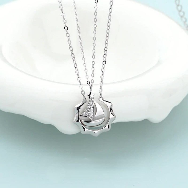 Nicoiro NSPN6 Pair Necklace, Sailboat S925, Matching Couple