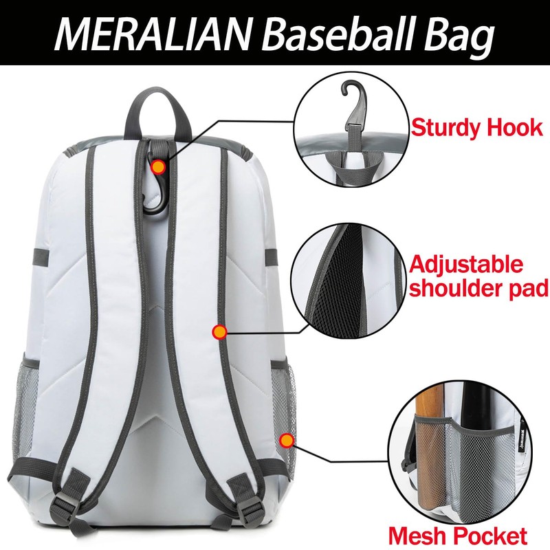 MERALIAN Baseball Backpack with Shoe Compartment,Lightweight Softball Bag for Baseball,