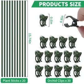 10pcs 15.7" Plant Stakes with 15pcs Clips, Bendable Orchid Stakes and Clips Set Support Tall for Indoor/Outdoor Plants,Potted Plants,Single Stem Vines Flower Plant Support Sticks for Orchid Rose Peony