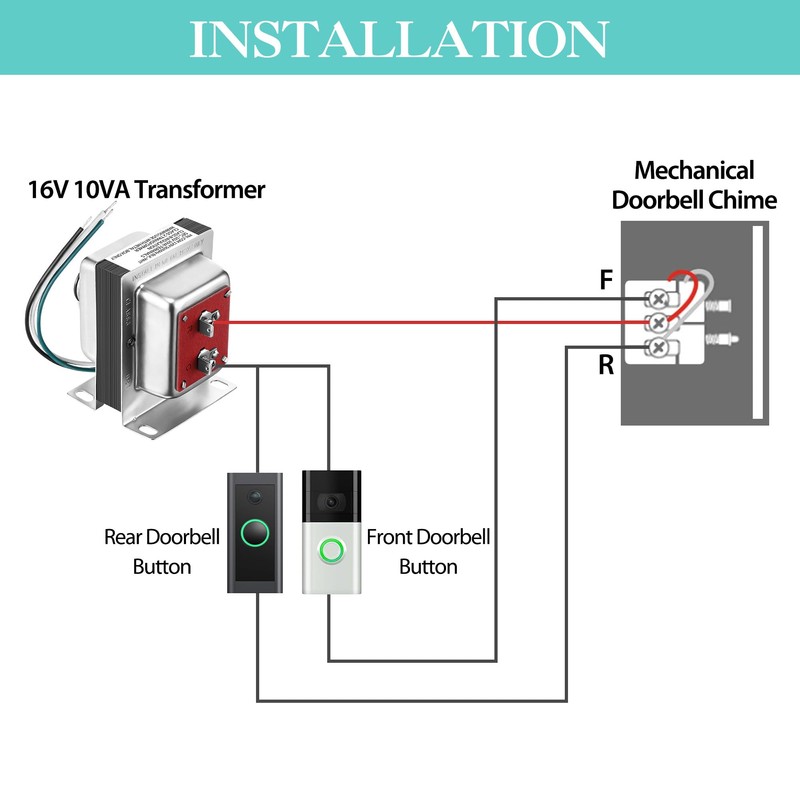 Landhoow 16V 10VA Doorbell Transformer with Built in Fuse, Safe