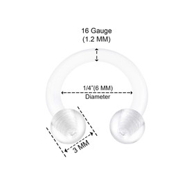 KJM Fashion Pack of 4 Transparent Bioflex Banana Ear Earrings 1.2 mm 16 g, Acrylic