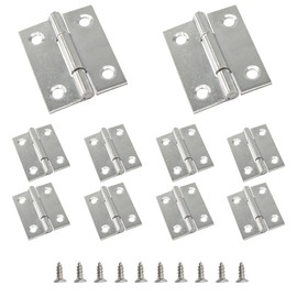 bociloy 10Pcs 1.5 Inch Butt Hinge, Mini Cabinet Hinges, Rectangle Stainless Steel Folding Butt Hinges, Small Jewelry Box Butt Hinge