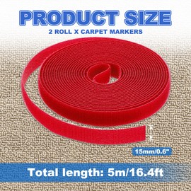 PATIKIL Carpet Marker Strips 15mm x 5 Meters, 2 Roll Floor Markers Nylon Strip Floor Marking Tape for Classroom Rug Teacher Supplies, Red