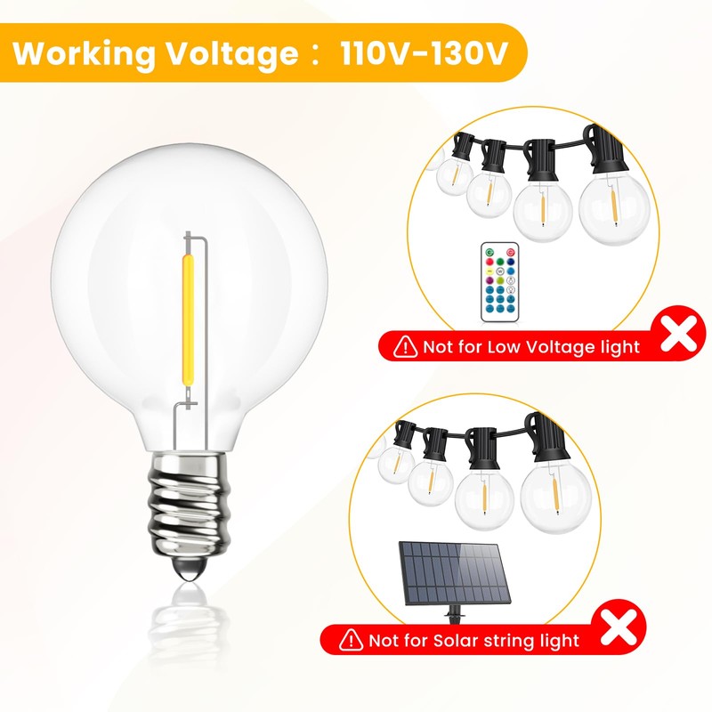 Svater 75 Pack G40 Replacement Bulb LED, E12 Screw Base,1W