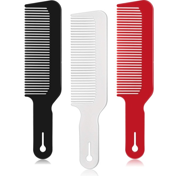3 Packs Barber Comb Clipper Comb Flat Top Clipper Comb Hair Cutting Combs Ideal for Clipper Cuts and Flat Tops (Black, White, Red)