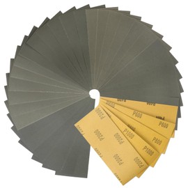 STEBRUAM Sandpaper 9x3.6 Inch 30 PCS 400 to 2000 Grits, Wet and Dry Sandpaper for Cars Polishing Metals Walls Wood Furniture Sanding