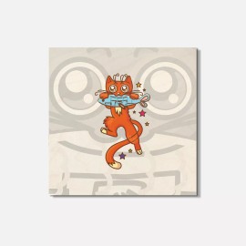 Unbranded Funny Hungry Cat Animal 4'' X 4'' Square Wooden Coaster