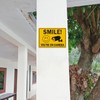 GicnKeuz Large Smile You're On Camera Signs, 14x10 Inches Rust