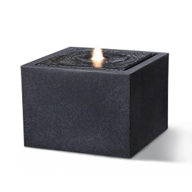 Puulye 12.79” H Outdoor Water Fountain Made with Eco-Friendly Recyclable Materials, Polyethylene Square Bubbler Outdoor Fountain, Garden Decor with LED Light for Patio, Porch, Backyard