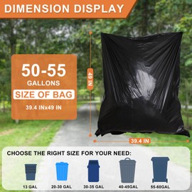50-55 Gallon Black Trash Bags 120 Count - 40''x50'' Extra Large 50+ Gallon Garbage Bags,Unscented Strong Huge Can Liners for Construction Industrial Yard Outdoor Commercial