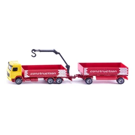 siku 1797, Construction Material Lorry with Trailer, 1:87, Metal/Plastic, Red/Yellow, Movable crane