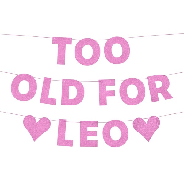 xo, Fetti Too Old For Leo Glitter Banner - Purple, 5 Ft. | Birthday Party Decorations, Photo Backdrop, 21st, Finally 21, 30th Birthday Decor, Gag Gift, HBD