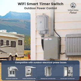 SURAIELEC 15 AMP WiFi Smart Timer Switch for Outdoor Electrical Boxes, 120V WiFi Pool Timer, for Waterproof Outlet Junction Box, Pool Light, Driveway Lighting, Security System, Holiday Decorations