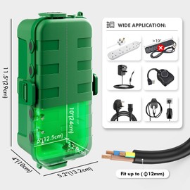 RESTMO Outdoor Waterproof Electrical Box with 1 Medium, IP54 Weatherproof Extension Lead Cover, Protect Outlet, Plug, Socket, Timer, Power Strip, Holiday Light Decoration, Green