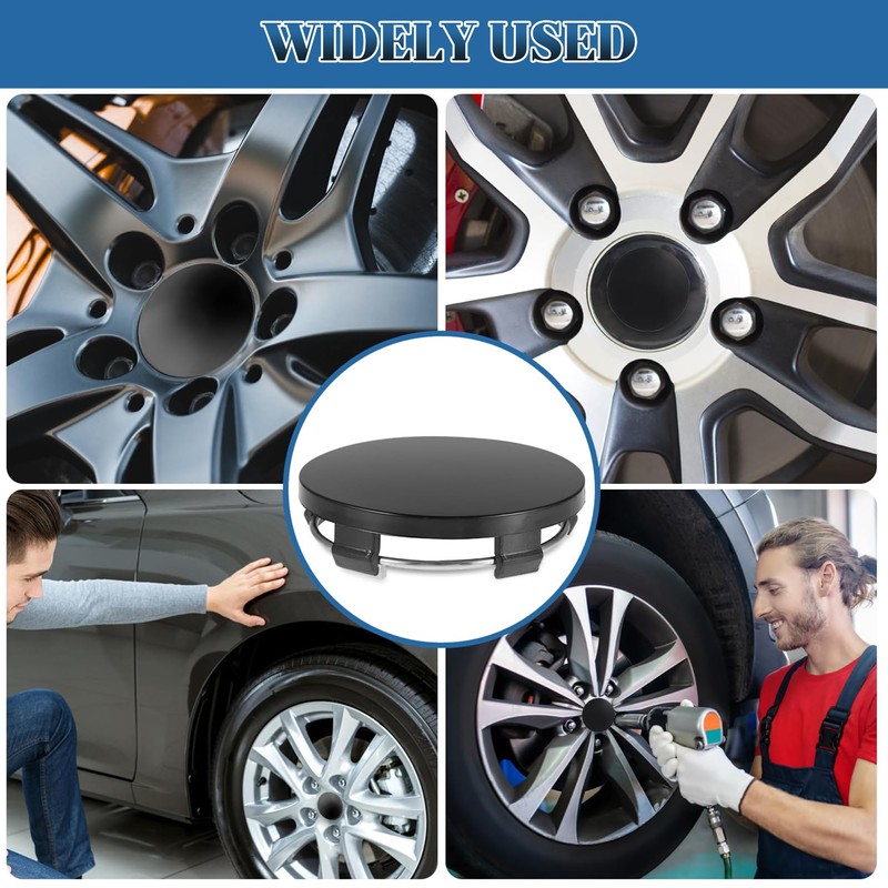 4 Pcs 2.68 Inch 68mm Black Wheel Center Caps Outer