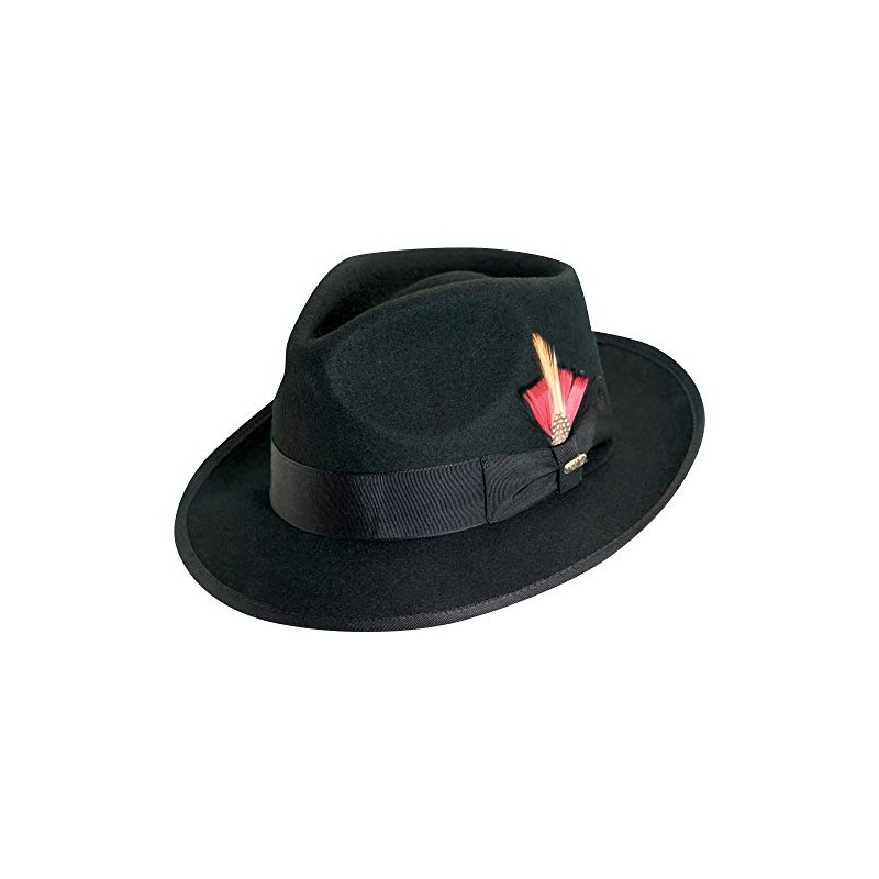 Scala Classico Men's Wool Felt Snap Brim Fedora, Black, Large