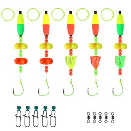 5PCS Catfish Float Rigs, Catfish Tackle Floats Catfish Rattle Floater Rig 6/0 8/0 10/0 Circle Hooks for Peg Floats Catfish