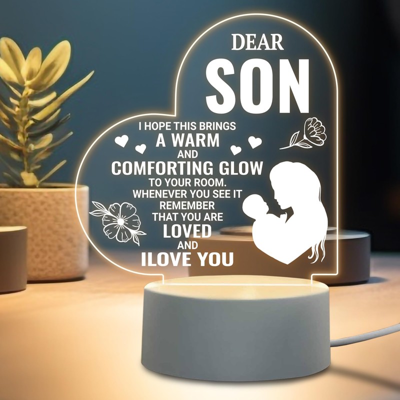 Son Gifts Acrylic Night Light, Engraved Acrylic USB Night Light