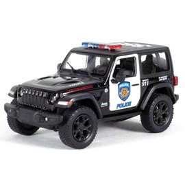 KiNSMART - Jeep Wrangler Rubicon Off Road 4x4 5 inch 1:34 Scale Die Cast Model Replica Toy Car (Rescue Police)