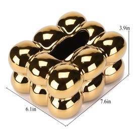 NYMYHE Electroplated Ceramic Tissue Box for Bathroom, Dresser, Living Room, Dining Room, Modern Gold Home Decoration TQGJNY49