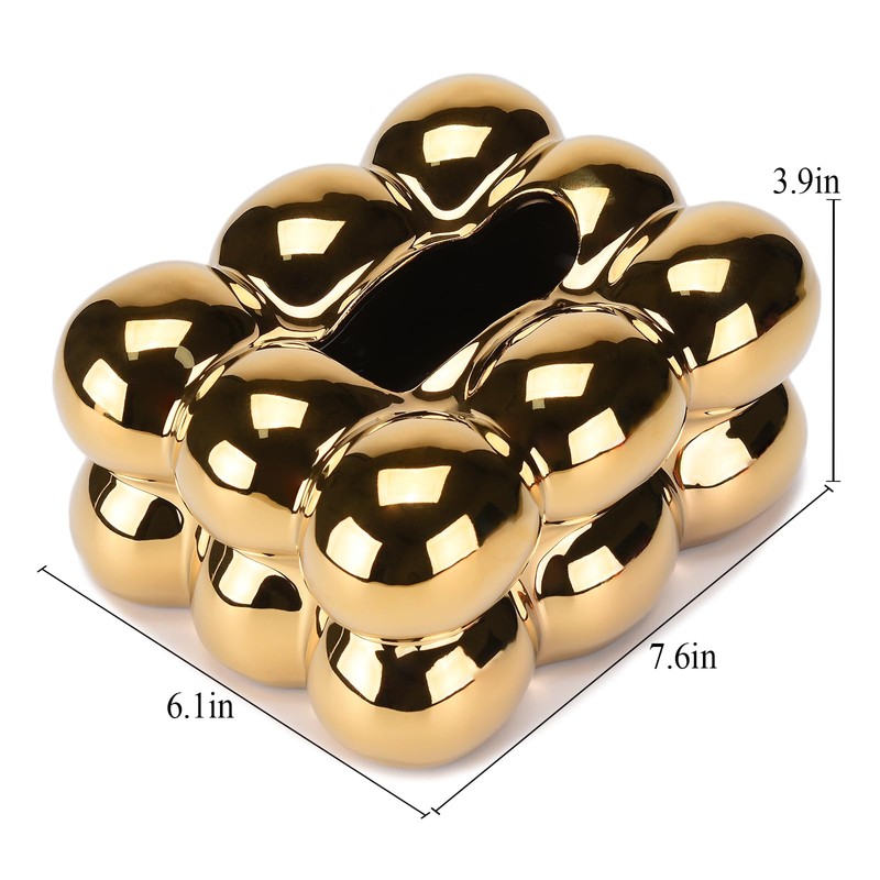 NYMYHE Electroplated Ceramic Tissue Box for Bathroom, Dresser, Living Room,