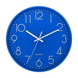 PATIKIL 12 Inch Wall Clock, Battery Operated Silent Non-Ticking Round Wall Clocks for Office Bedroom Decorative, Blue