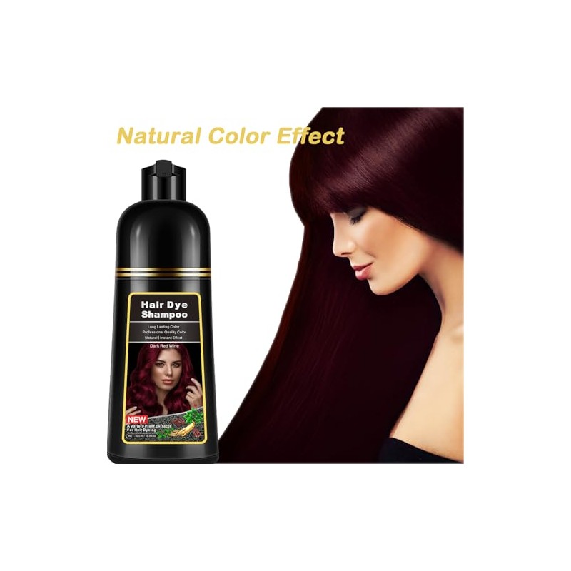Lymznus Champú Tinte Instantáneo Rojo Vino Oscuro Canas Color Natural