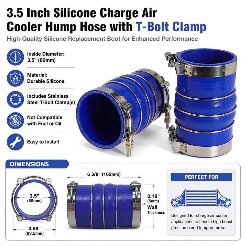 3.5 Inch Silicone Charge Air Cooler Hump Hose Boot Set