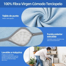 Almohada Ortopedica Para Embarazo Lactancia Descanso Azul Claro 100 % Algodón