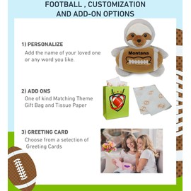 DolliBu Sloth Stuffed Animal with Football Plush - Soft Huggable Sloth, Playtime Plush Toy, Cute Safari Life Gift, Plush Doll Animal Toy for Kids and Adults with Name Personalization - 6 Inches