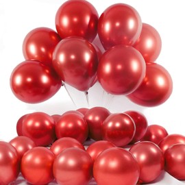 Red Balloons, 50 Pcs 12 In Red Party Decorations for Birthday Decorations, Wedding Decorations, Baby Shower Balloons, Garnet Red Birthday Balloons with Garnet Red Balloons and Red Ribbon
