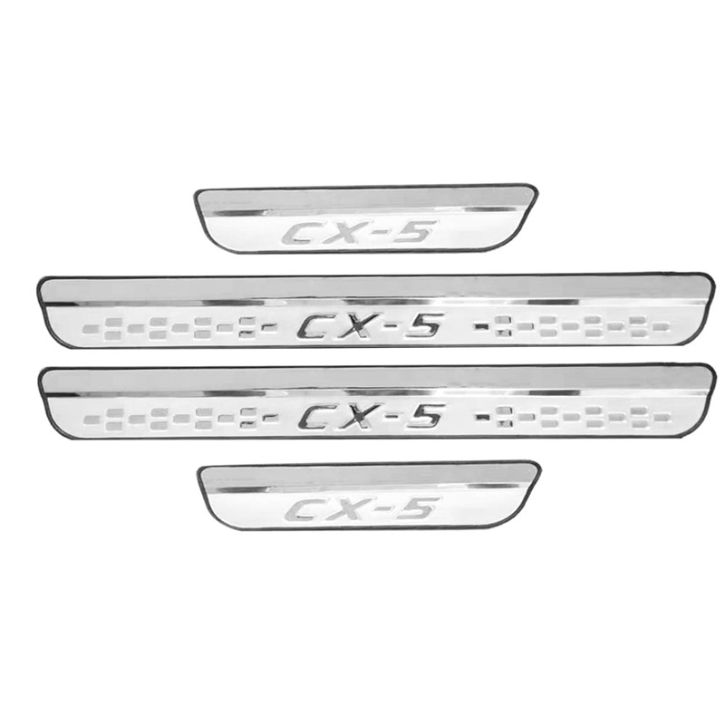 Steel Chrome Door Sill Protector for Mazda CX-5 2013-2025, Honeycomb-Pattern