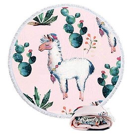 Violet Mist Microfiber Beach Towels Oversized Round Alpaca Beach Blanket Sand Free Quick Dry Hippie Boho Circle Bath Towel Absorbent Bohemian Beach Yoga Mat Table Cloth Throw Fringe Tapestry 60" A