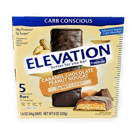 Elevation Caramel Chocolate Peanut Nougat Advance Breakfast Bar 1.6 Ounce x 5 Bars (Total 8 Ounces), Pack of 1