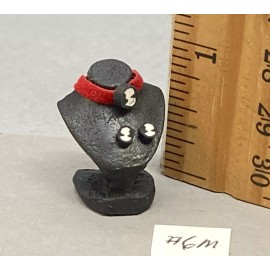 Dollhouse miniature 1/12th scale cameo necklace and ear rings on a bust  #6m