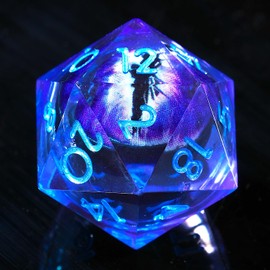 YEMEKO Dargon's Eye D20 Dice Dragon Eye DND Dice Single with Resin Sharp Edge 20 Sided D&D Dice, 22Mm Handmade Polyhedral for Dungeons and Dragons, RPG, Roleplaying Games MTG Table Games(Blue Purple)