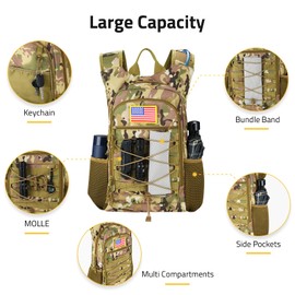 CVLIFE Tactical Hydration Backpack 3L, Water Backpacks for Men Women, Hiking Backpack with Water Bladder, Molle Hydration Pack Backpack, Water Bag Backpack for Hiking, Running, Cycling, Camping, CP