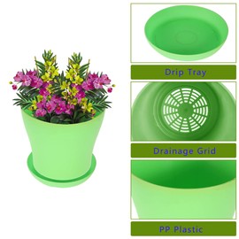 elfinrm 8 Pcs 6.7 Inch Plastic Planters Plastic Flower Plant Pots Flower Plant Container Flower Pots Seed Starting Pots with Drainage and Saucer 8 Colors