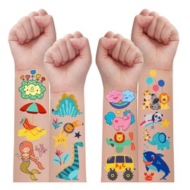 Leesgel Tattoo for Children Burtstag Party Favours, Temporary Tattoos Stickers Children Skin-friendly, Party Decoration Toy Gifts Set for Boys Girls (Pack of 100)