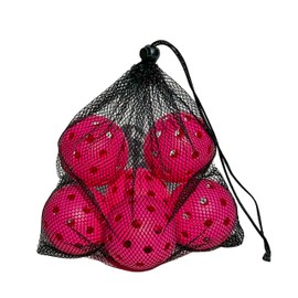 Outdoor Pink Pickleball Balls - Strong PickleBalls - 6 Pack with Mesh Bag - Regulation (USAPA) Pickleball Balls - High Visibilty